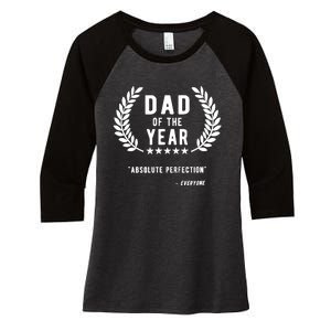 Funny Birthday Gifts For Dad Of The Year Funny Fathers Day Women's Tri-Blend 3/4-Sleeve Raglan Shirt