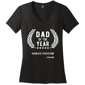 Funny Birthday Gifts For Dad Of The Year Funny Fathers Day Women's V-Neck T-Shirt