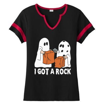 Funny Boo Ghost Scary I Got A Rock Halloween Ladies Halftime Notch Neck Tee