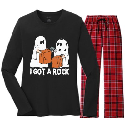 Funny Boo Ghost Scary I Got A Rock Halloween Women's Long Sleeve Flannel Pajama Set 