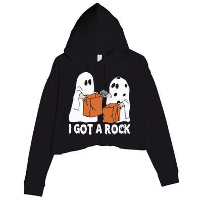 Funny Boo Ghost Scary I Got A Rock Halloween Crop Fleece Hoodie