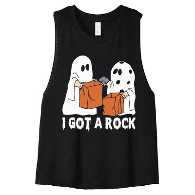 Funny Boo Ghost Scary I Got A Rock Halloween Women's Racerback Cropped Tank