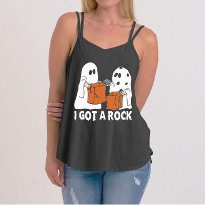 Funny Boo Ghost Scary I Got A Rock Halloween Women's Strappy Tank