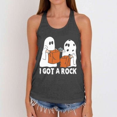 Funny Boo Ghost Scary I Got A Rock Halloween Women's Knotted Racerback Tank