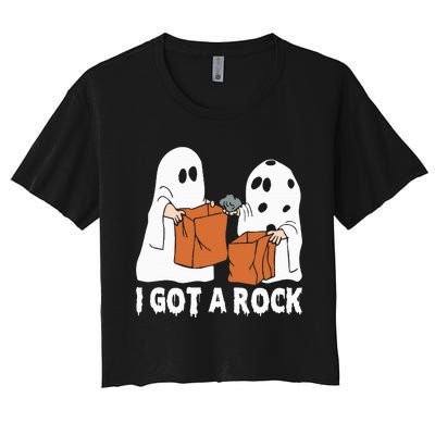 Funny Boo Ghost Scary I Got A Rock Halloween Women's Crop Top Tee