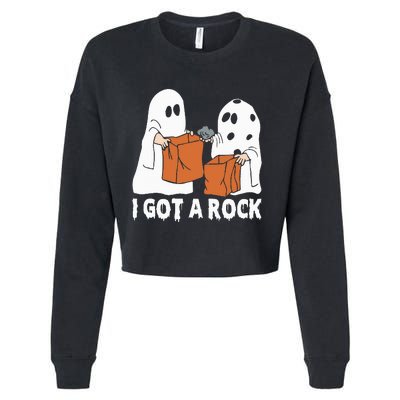 Funny Boo Ghost Scary I Got A Rock Halloween Cropped Pullover Crew