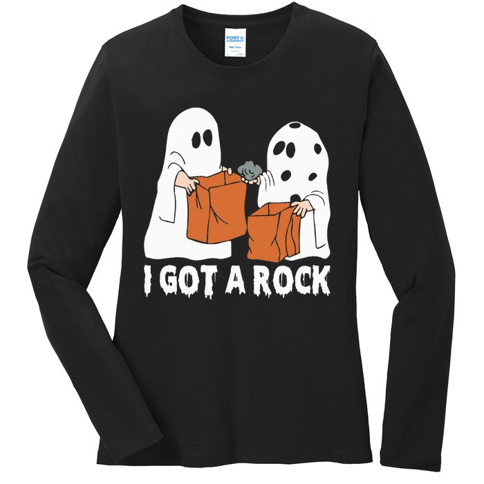 Funny Boo Ghost Scary I Got A Rock Halloween Ladies Long Sleeve Shirt