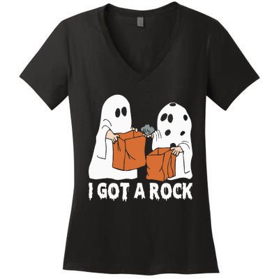 Funny Boo Ghost Scary I Got A Rock Halloween Women's V-Neck T-Shirt