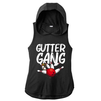 Funny Bowling Gift For Men Women Cool Funny Gutter Gang Bowlers Gift Ladies PosiCharge Tri-Blend Wicking Draft Hoodie Tank