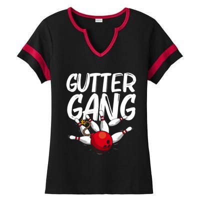 Funny Bowling Gift For Men Women Cool Funny Gutter Gang Bowlers Gift Ladies Halftime Notch Neck Tee