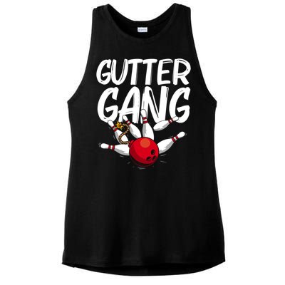 Funny Bowling Gift For Men Women Cool Funny Gutter Gang Bowlers Gift Ladies PosiCharge Tri-Blend Wicking Tank