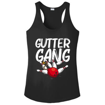 Funny Bowling Gift For Men Women Cool Funny Gutter Gang Bowlers Gift Ladies PosiCharge Competitor Racerback Tank