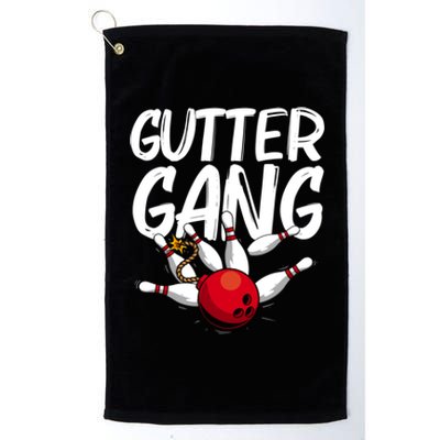 Funny Bowling Gift For Men Women Cool Funny Gutter Gang Bowlers Gift Platinum Collection Golf Towel