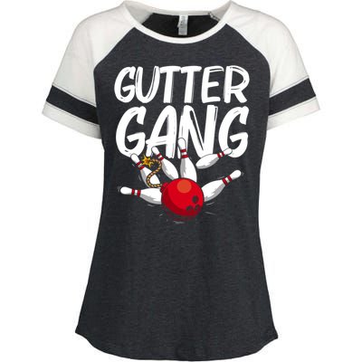 Funny Bowling Gift For Men Women Cool Funny Gutter Gang Bowlers Gift Enza Ladies Jersey Colorblock Tee