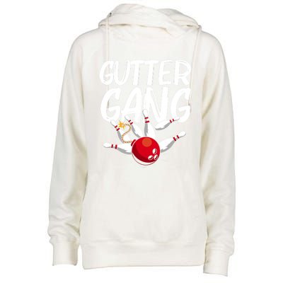 Funny Bowling Gift For Men Women Cool Funny Gutter Gang Bowlers Gift Womens Funnel Neck Pullover Hood