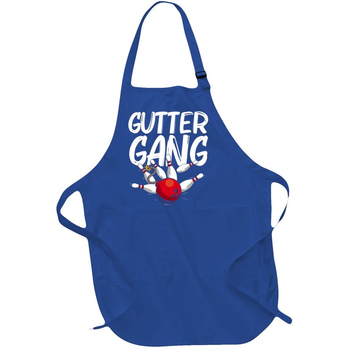 Funny Bowling Gift For Men Women Cool Funny Gutter Gang Bowlers Gift Full-Length Apron With Pockets