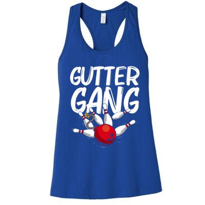 Funny Bowling Gift For Men Women Cool Funny Gutter Gang Bowlers Gift Women's Racerback Tank