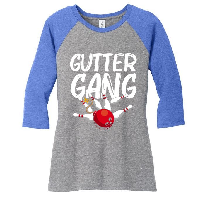 Funny Bowling Gift For Men Women Cool Funny Gutter Gang Bowlers Gift Women's Tri-Blend 3/4-Sleeve Raglan Shirt