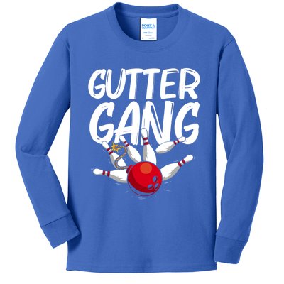 Funny Bowling Gift For Men Women Cool Funny Gutter Gang Bowlers Gift Kids Long Sleeve Shirt