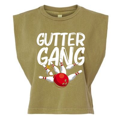 Funny Bowling Gift For Men Women Cool Funny Gutter Gang Bowlers Gift Garment-Dyed Women's Muscle Tee