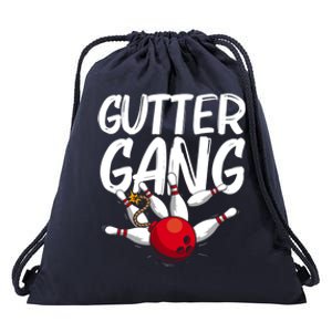 Funny Bowling Gift For Men Women Cool Funny Gutter Gang Bowlers Gift Drawstring Bag