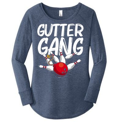 Funny Bowling Gift For Men Women Cool Funny Gutter Gang Bowlers Gift Women's Perfect Tri Tunic Long Sleeve Shirt