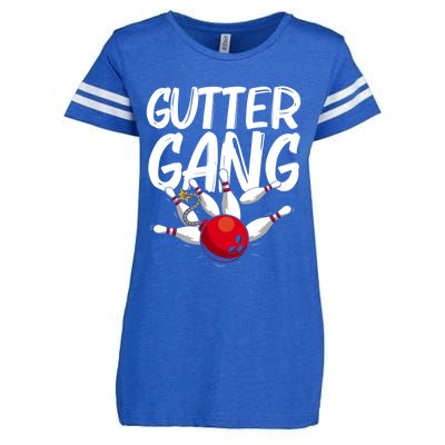 Funny Bowling Gift For Men Women Cool Funny Gutter Gang Bowlers Gift Enza Ladies Jersey Football T-Shirt