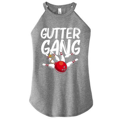 Funny Bowling Gift For Men Women Cool Funny Gutter Gang Bowlers Gift Women's Perfect Tri Rocker Tank