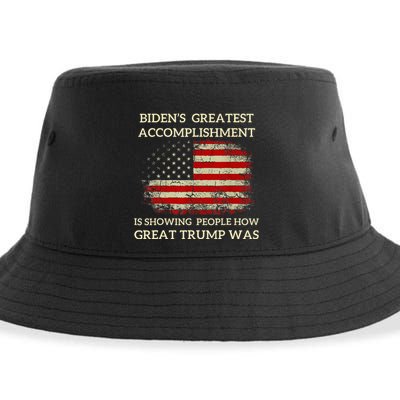 Funny BidenS Greatest Accomplishment Is Showing Trump 2024 Sustainable Bucket Hat