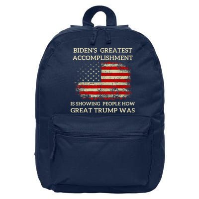 Funny BidenS Greatest Accomplishment Is Showing Trump 2024 16 in Basic Backpack