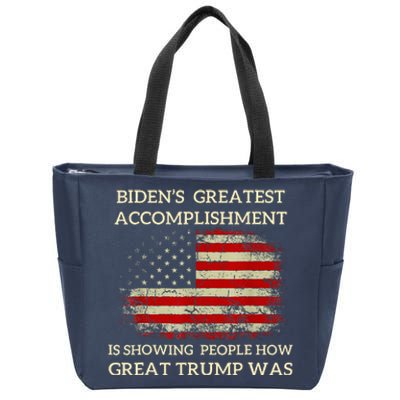 Funny BidenS Greatest Accomplishment Is Showing Trump 2024 Zip Tote Bag