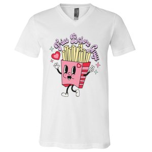 Fries Before Guys Teenage Girls Dating Valentine's Day Gifts  V-Neck T-Shirt