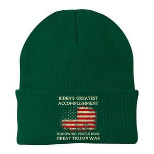 Funny BidenS Greatest Accomplishment Is Showing Trump 2024 Knit Cap Winter Beanie