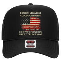 Funny BidenS Greatest Accomplishment Is Showing Trump 2024 High Crown Mesh Back Trucker Hat