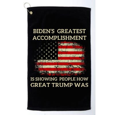 Funny BidenS Greatest Accomplishment Is Showing Trump 2024 Platinum Collection Golf Towel