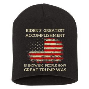 Funny BidenS Greatest Accomplishment Is Showing Trump 2024 Short Acrylic Beanie