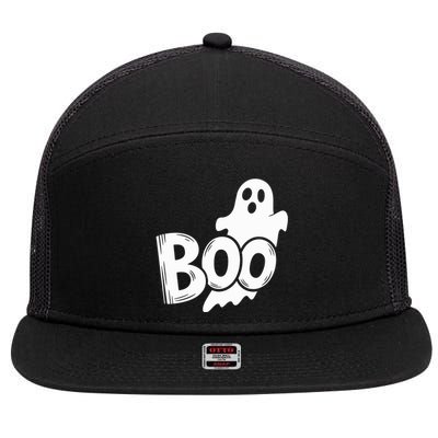 Funny Boo Ghost Retro Halloween Costume 7 Panel Mesh Trucker Snapback Hat