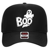 Funny Boo Ghost Retro Halloween Costume High Crown Mesh Back Trucker Hat