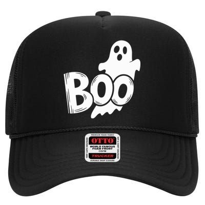 Funny Boo Ghost Retro Halloween Costume High Crown Mesh Back Trucker Hat