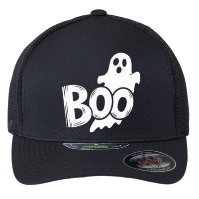 Funny Boo Ghost Retro Halloween Costume Flexfit Unipanel Trucker Cap