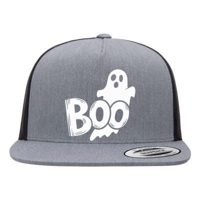 Funny Boo Ghost Retro Halloween Costume Flat Bill Trucker Hat