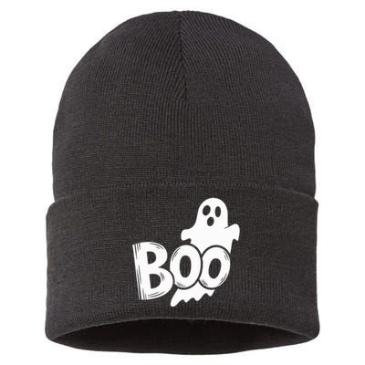 Funny Boo Ghost Retro Halloween Costume Sustainable Knit Beanie