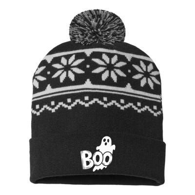 Funny Boo Ghost Retro Halloween Costume USA-Made Snowflake Beanie