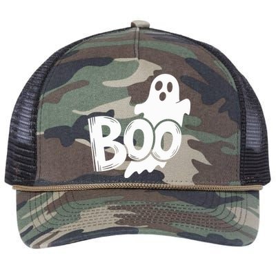 Funny Boo Ghost Retro Halloween Costume Retro Rope Trucker Hat Cap