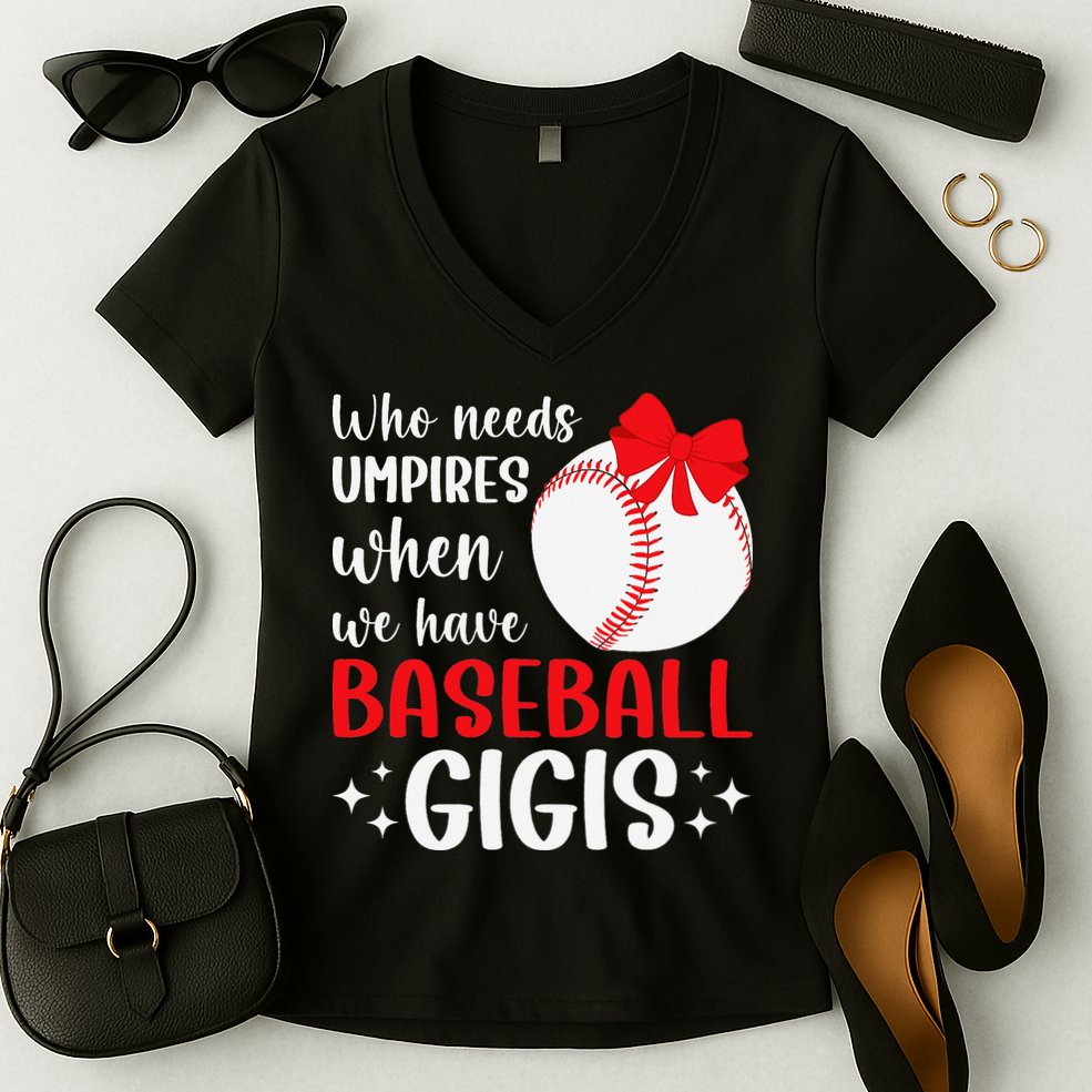 Funny Baseball Gigi Grandma Gigi Of A Baseball Player Gigi Women's V-Neck T-Shirt