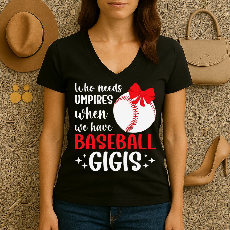 Funny Baseball Gigi Grandma Gigi Of A Baseball Player Gigi Women's V-Neck T-Shirt