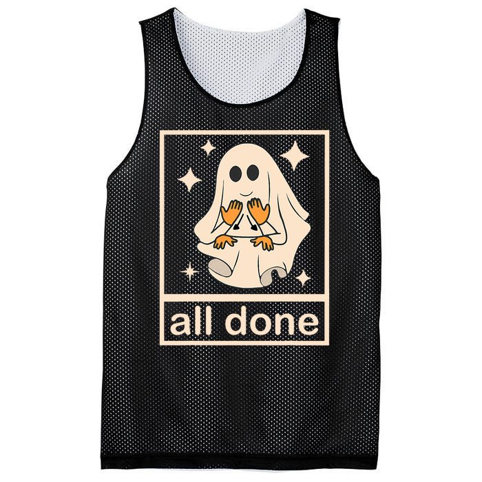 Funny Boojee Ghost All Done Slp Speech Therapy Halloween Mesh Reversible Basketball Jersey Tank