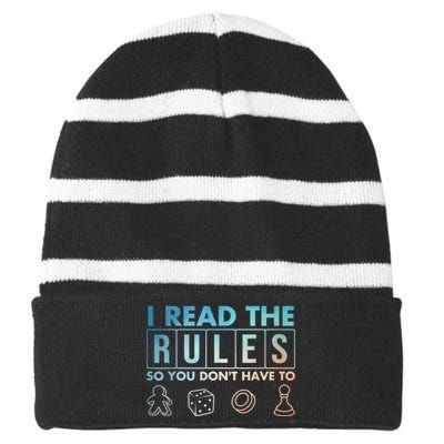 Funny Board Games Art For Women Lovers Board Gamer Striped Beanie with Solid Band