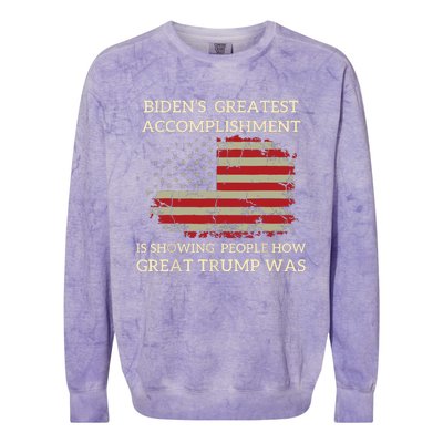 Funny Bidens Greatest Accomplishment Is Showing Trump 2024 Colorblast Crewneck Sweatshirt