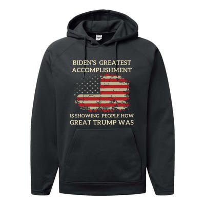 Funny Bidens Greatest Accomplishment Is Showing Trump 2024 Performance Fleece Hoodie